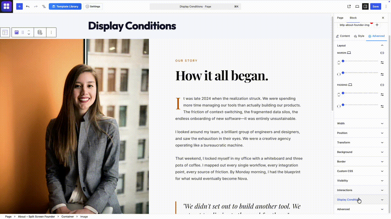 Conditional Display Rules UI